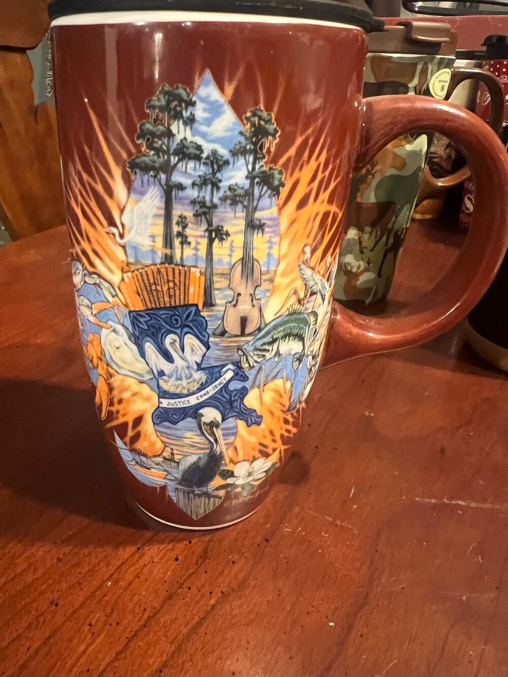 New Orleans Justice Confidence Ceramic Travel Mug Coffee Cup Festive Bayou South